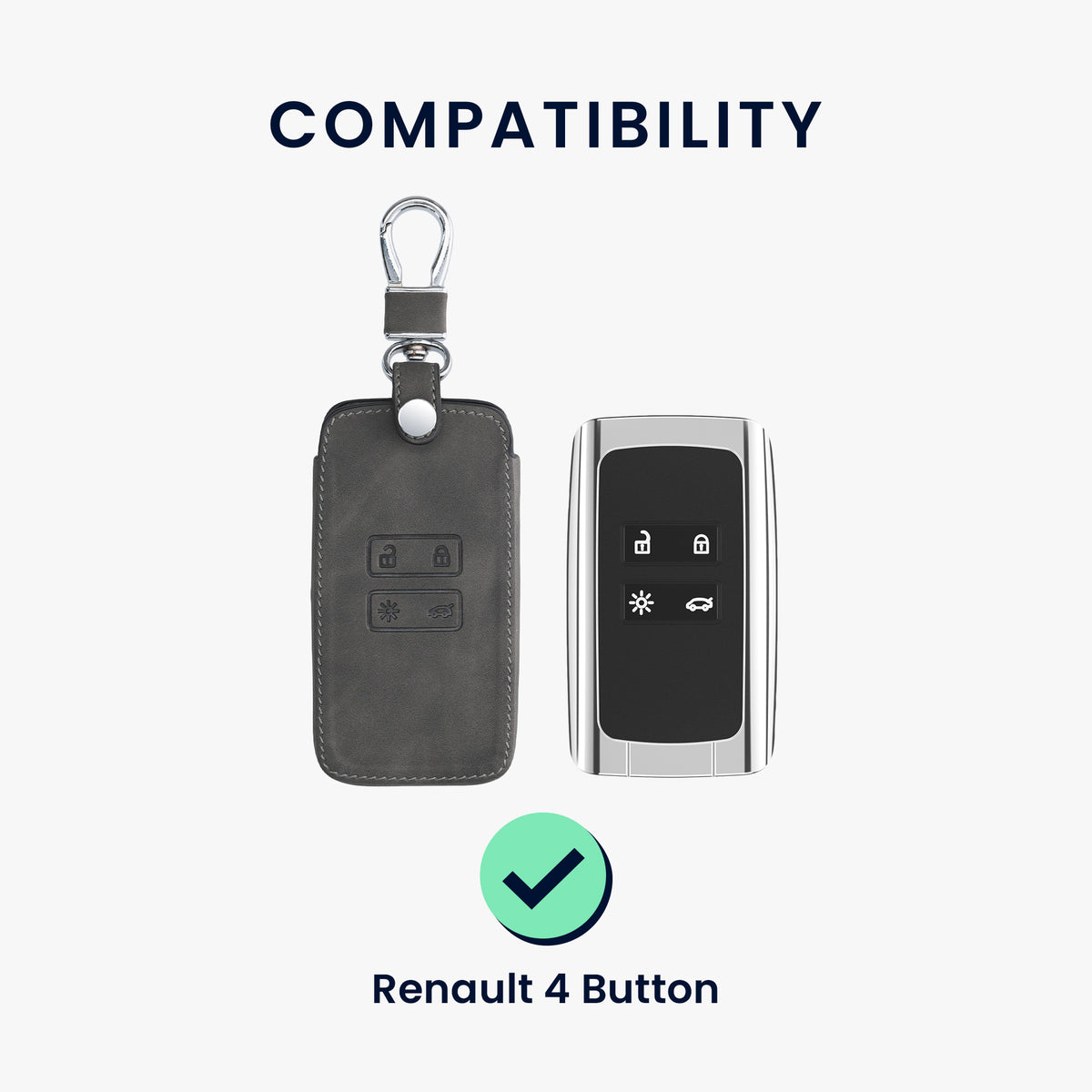kwmobile Schlüsselhülle für Renault 4-Tasten Smartkey Autoschlüssel (nur Keyless Go) Hülle - Autoschlüssel Schlüssel Hülle - Schlüsselcover aus Kunstleder
