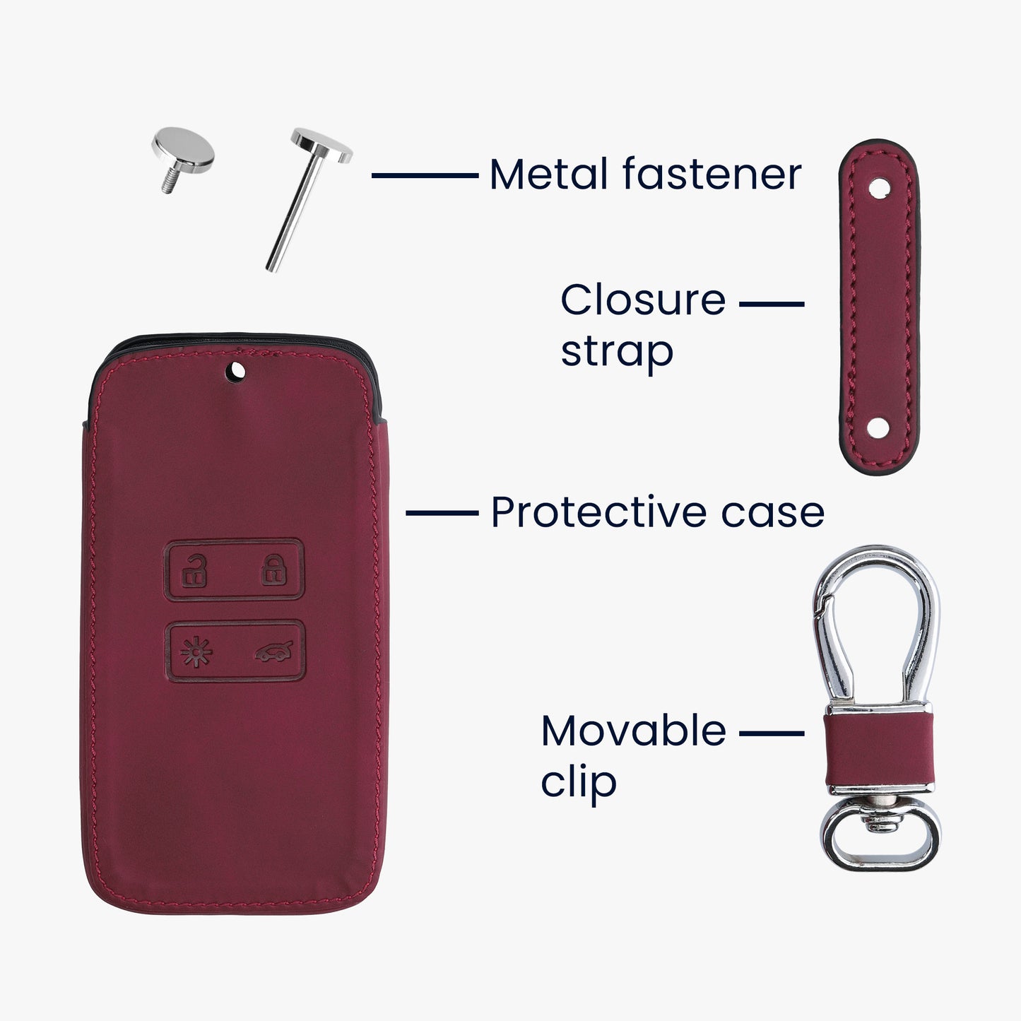 kwmobile Schlüsselhülle für Renault 4-Tasten Smartkey Autoschlüssel (nur Keyless Go) Hülle - Autoschlüssel Schlüssel Hülle - Schlüsselcover aus Kunstleder