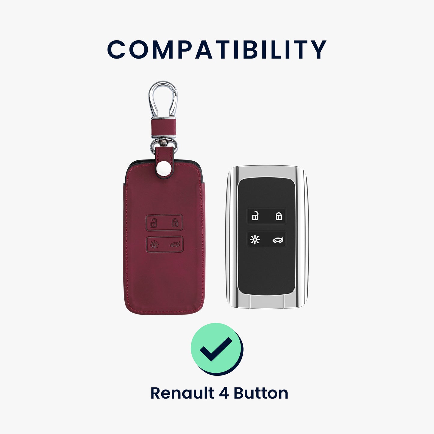 kwmobile Schlüsselhülle für Renault 4-Tasten Smartkey Autoschlüssel (nur Keyless Go) Hülle - Autoschlüssel Schlüssel Hülle - Schlüsselcover aus Kunstleder
