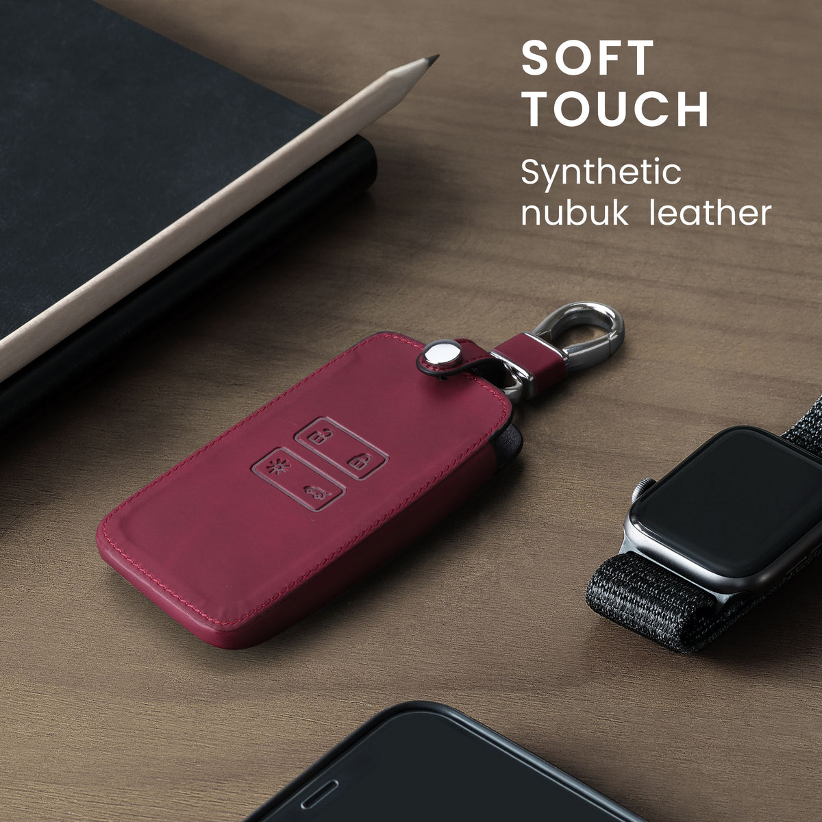 kwmobile Schlüsselhülle für Renault 4-Tasten Smartkey Autoschlüssel (nur Keyless Go) Hülle - Autoschlüssel Schlüssel Hülle - Schlüsselcover aus Kunstleder