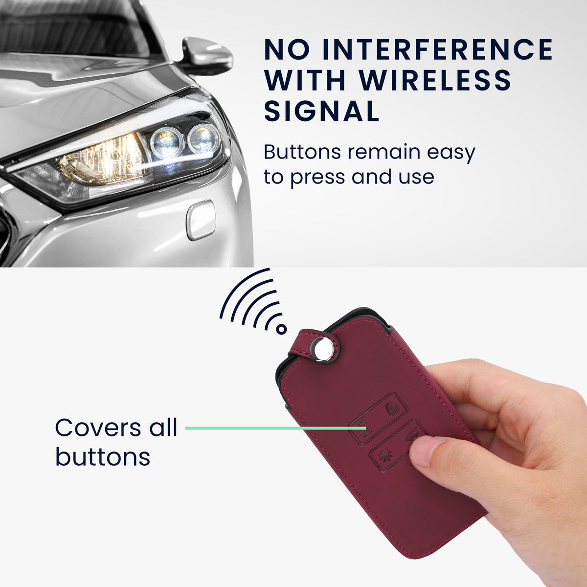 kwmobile Schlüsselhülle für Renault 4-Tasten Smartkey Autoschlüssel (nur Keyless Go) Hülle - Autoschlüssel Schlüssel Hülle - Schlüsselcover aus Kunstleder