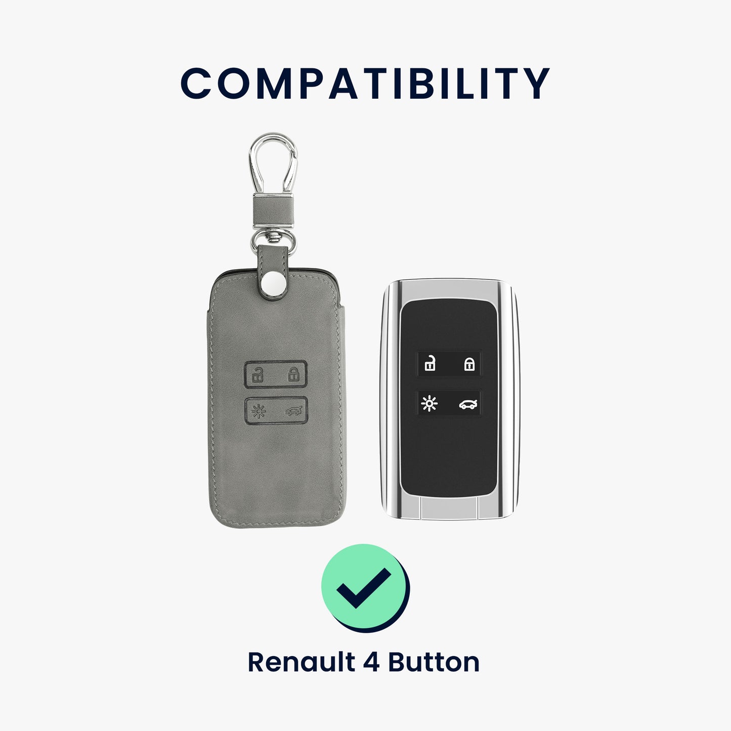 kwmobile Schlüsselhülle für Renault 4-Tasten Smartkey Autoschlüssel (nur Keyless Go) Hülle - Autoschlüssel Schlüssel Hülle - Schlüsselcover aus Kunstleder