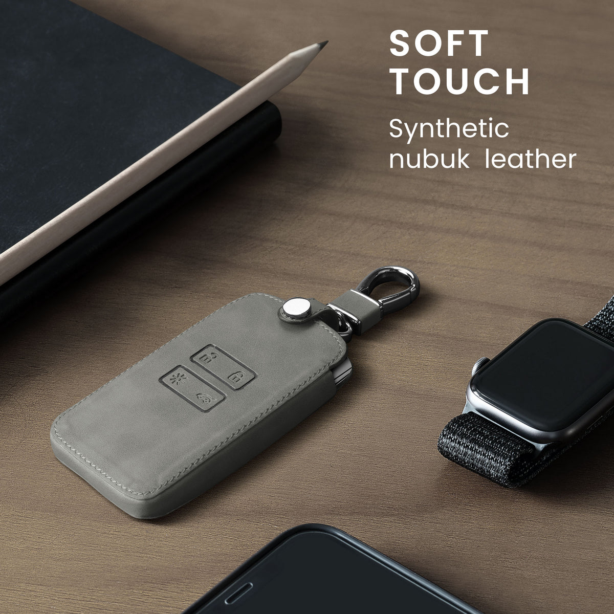kwmobile Schlüsselhülle für Renault 4-Tasten Smartkey Autoschlüssel (nur Keyless Go) Hülle - Autoschlüssel Schlüssel Hülle - Schlüsselcover aus Kunstleder