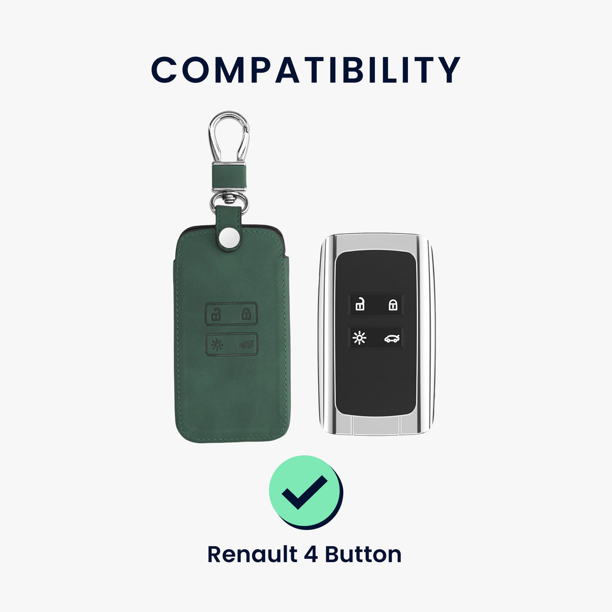 kwmobile Schlüsselhülle für Renault 4-Tasten Smartkey Autoschlüssel (nur Keyless Go) Hülle - Autoschlüssel Schlüssel Hülle - Schlüsselcover aus Kunstleder