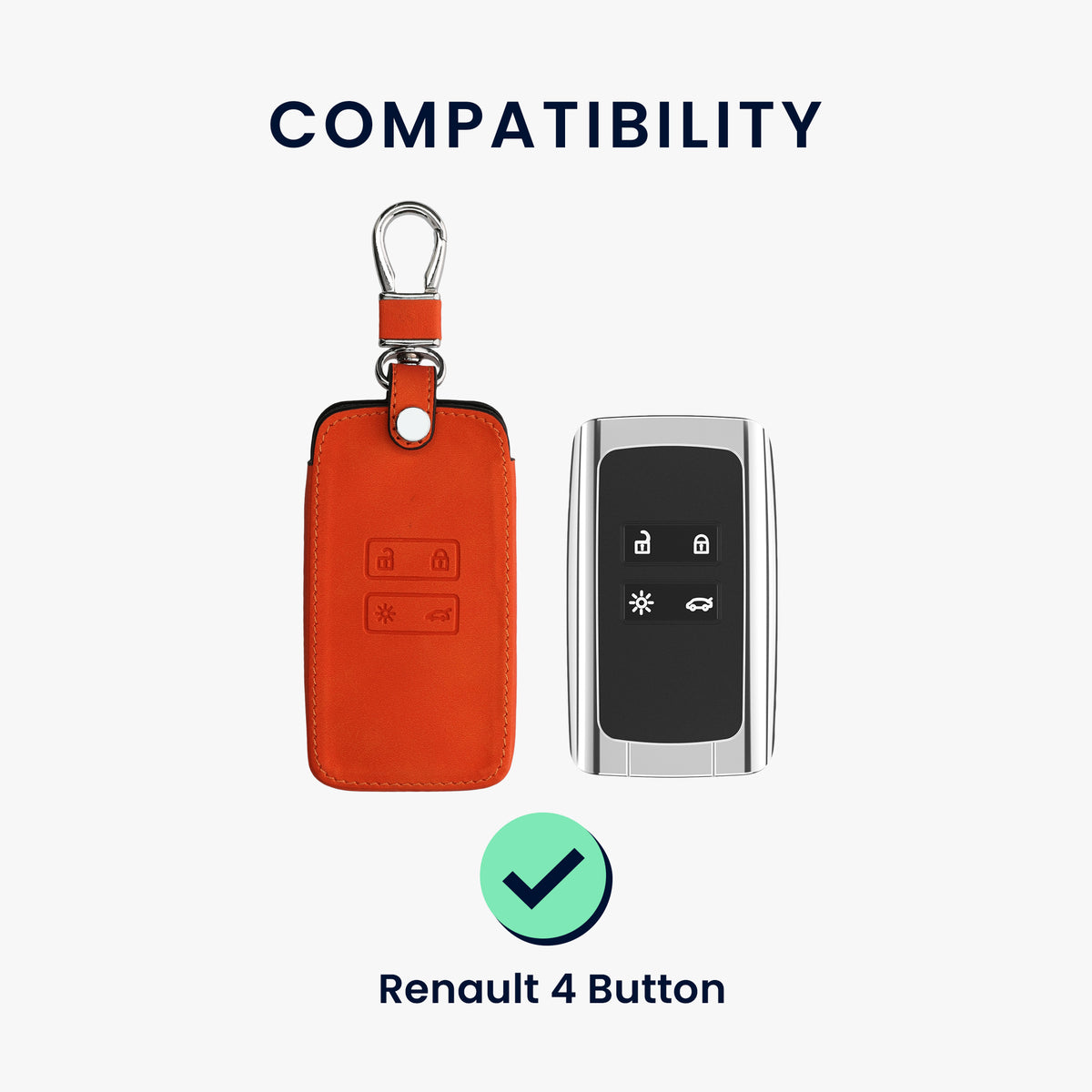 kwmobile Schlüsselhülle für Renault 4-Tasten Smartkey Autoschlüssel (nur Keyless Go) Hülle - Autoschlüssel Schlüssel Hülle - Schlüsselcover aus Kunstleder