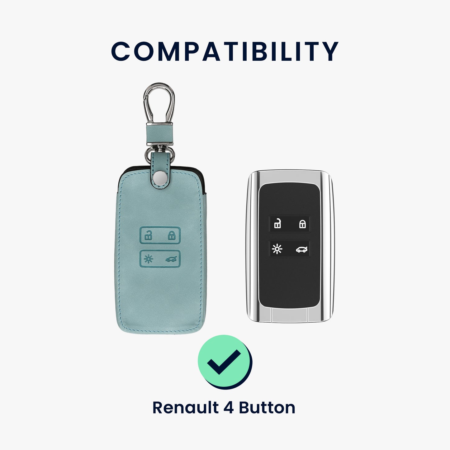 kwmobile Schlüsselhülle für Renault 4-Tasten Smartkey Autoschlüssel (nur Keyless Go) Hülle - Autoschlüssel Schlüssel Hülle - Schlüsselcover aus Kunstleder