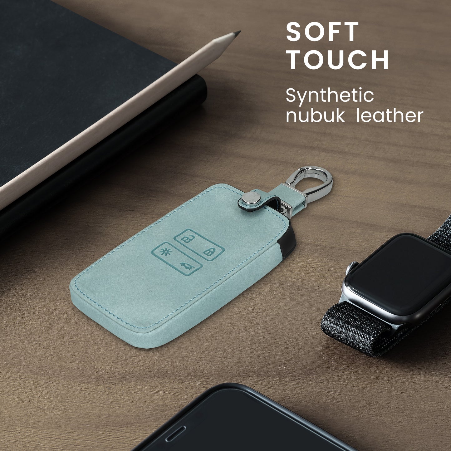 kwmobile Schlüsselhülle für Renault 4-Tasten Smartkey Autoschlüssel (nur Keyless Go) Hülle - Autoschlüssel Schlüssel Hülle - Schlüsselcover aus Kunstleder