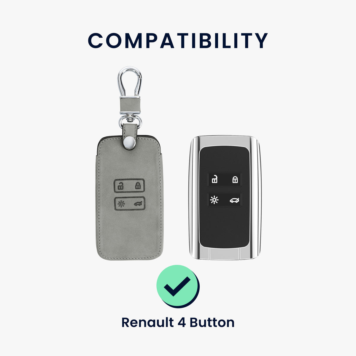 kwmobile Schlüsselhülle für Renault 4-Tasten Smartkey Autoschlüssel (nur Keyless Go) Hülle - Autoschlüssel Schlüssel Hülle aus Silikon - Schlüsselschutz Gehäuse aus Kunstleder