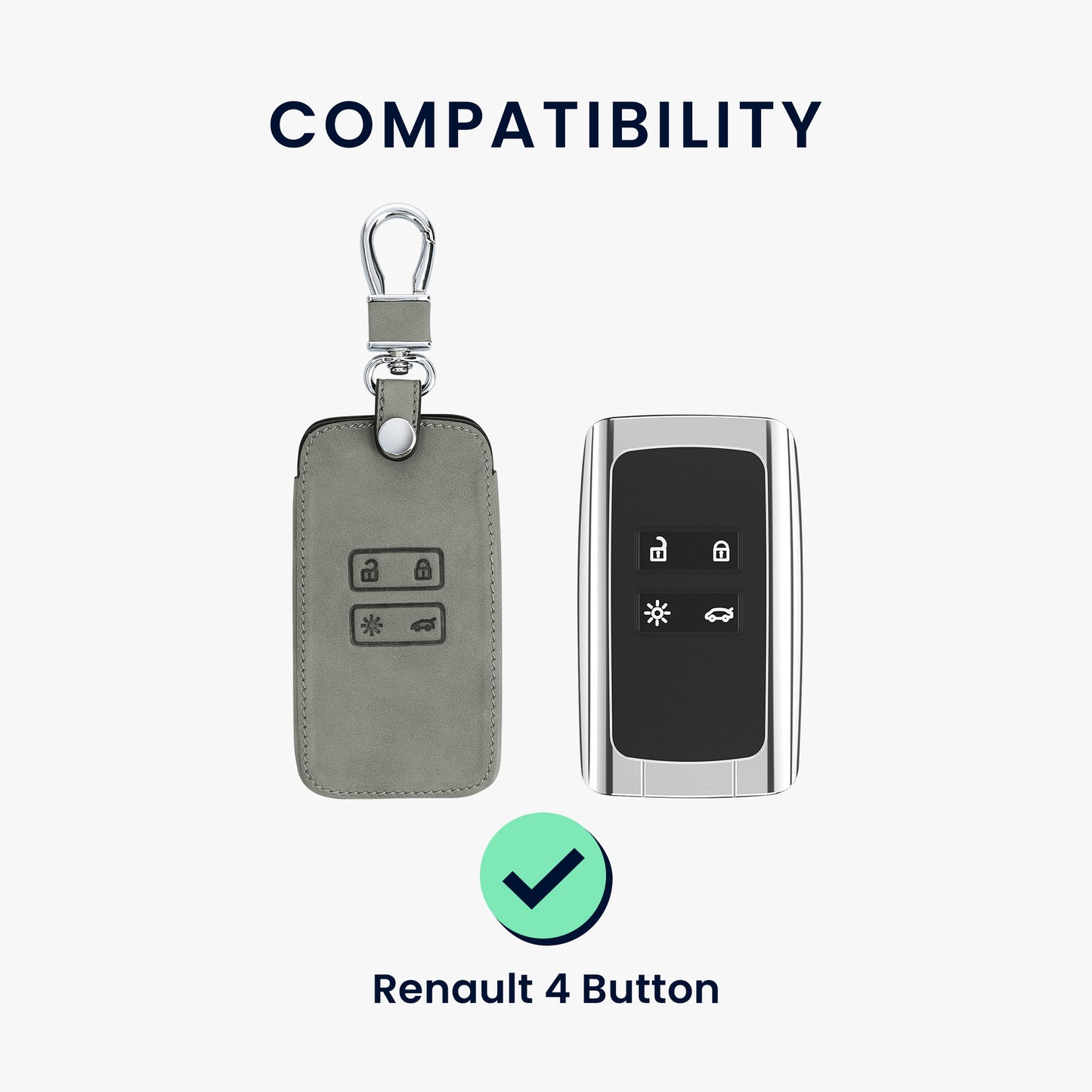 kwmobile Schlüsselhülle für Renault 4-Tasten Smartkey Autoschlüssel (nur Keyless Go) Hülle - Autoschlüssel Schlüssel Hülle aus Silikon - Schlüsselschutz Gehäuse aus Kunstleder