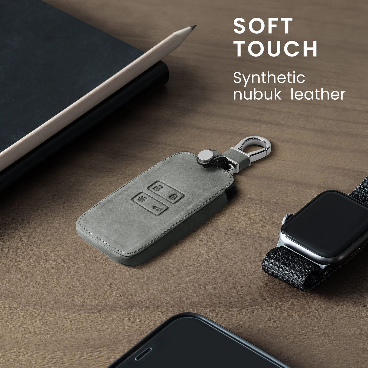 kwmobile Schlüsselhülle für Renault 4-Tasten Smartkey Autoschlüssel (nur Keyless Go) Hülle - Autoschlüssel Schlüssel Hülle aus Silikon - Schlüsselschutz Gehäuse aus Kunstleder