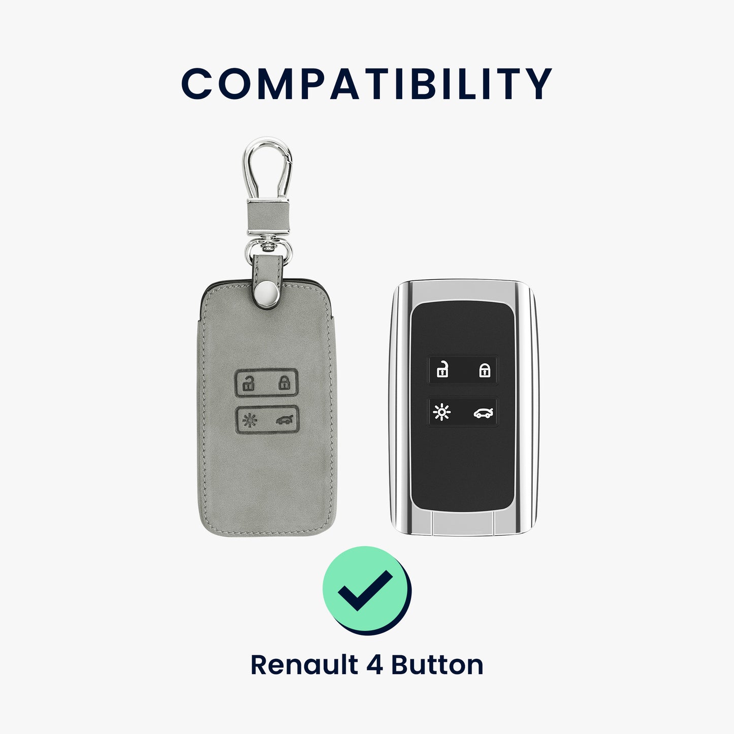 kwmobile Schlüsselhülle für Renault 4-Tasten Smartkey Autoschlüssel (nur Keyless Go) Hülle - Autoschlüssel Schlüssel Hülle aus Silikon - Schlüsselschutz Gehäuse aus Kunstleder