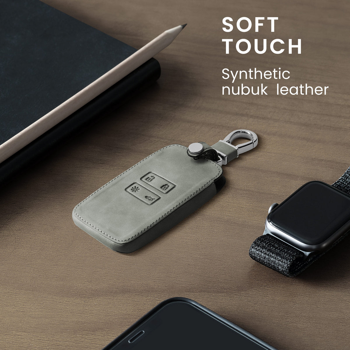 kwmobile Schlüsselhülle für Renault 4-Tasten Smartkey Autoschlüssel (nur Keyless Go) Hülle - Autoschlüssel Schlüssel Hülle aus Silikon - Schlüsselschutz Gehäuse aus Kunstleder