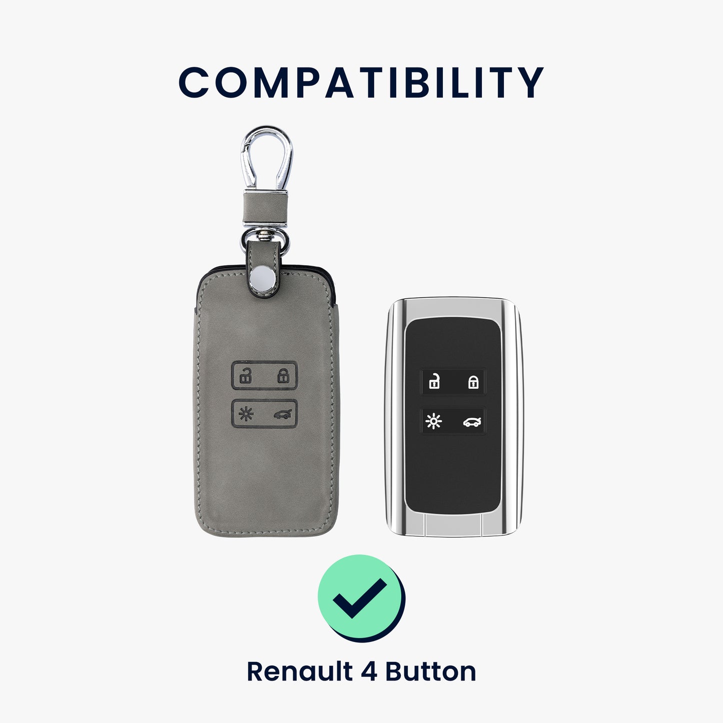 kwmobile Schlüsselhülle für Renault 4-Tasten Smartkey Autoschlüssel (nur Keyless Go) Hülle - Autoschlüssel Schlüssel Hülle aus Silikon - Schlüsselschutz Gehäuse aus Kunstleder