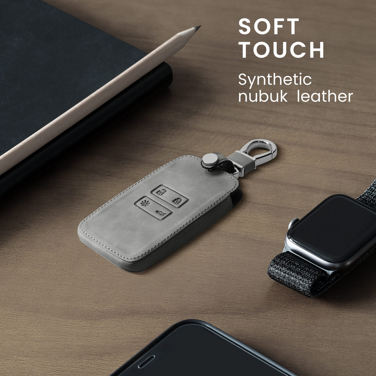 kwmobile Schlüsselhülle für Renault 4-Tasten Smartkey Autoschlüssel (nur Keyless Go) Hülle - Autoschlüssel Schlüssel Hülle aus Silikon - Schlüsselschutz Gehäuse aus Kunstleder