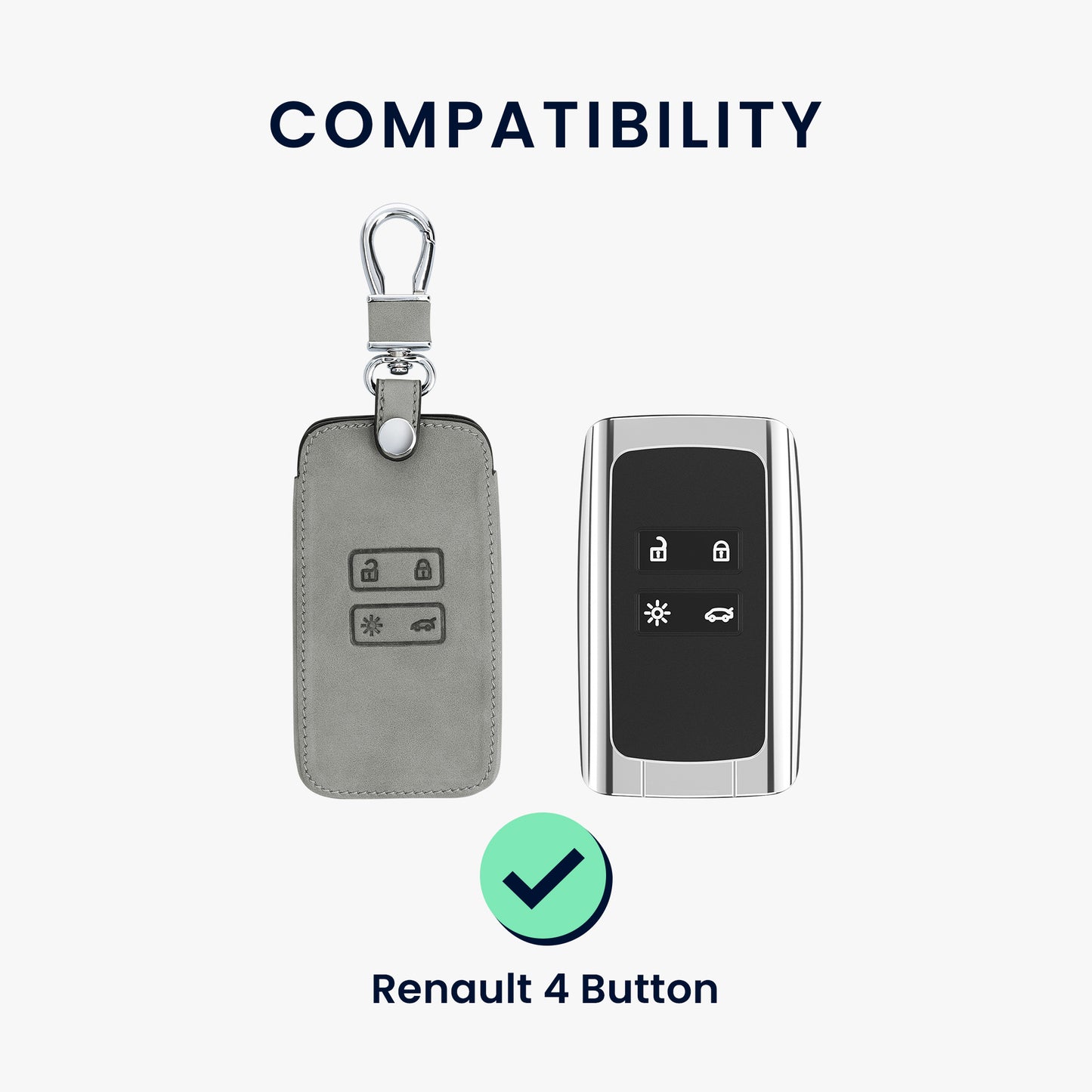 kwmobile Schlüsselhülle für Renault 4-Tasten Smartkey Autoschlüssel (nur Keyless Go) Hülle - Autoschlüssel Schlüssel Hülle aus Silikon - Schlüsselschutz Gehäuse aus Kunstleder