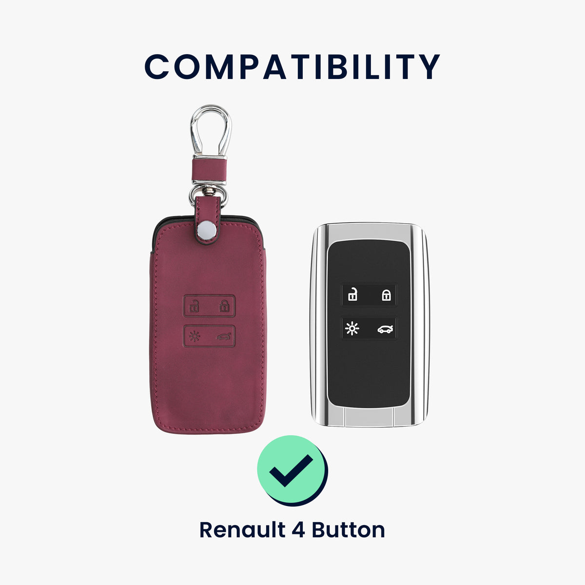 kwmobile Schlüsselhülle für Renault 4-Tasten Smartkey Autoschlüssel (nur Keyless Go) Hülle - Autoschlüssel Schlüssel Hülle aus Silikon - Schlüsselschutz Gehäuse aus Kunstleder