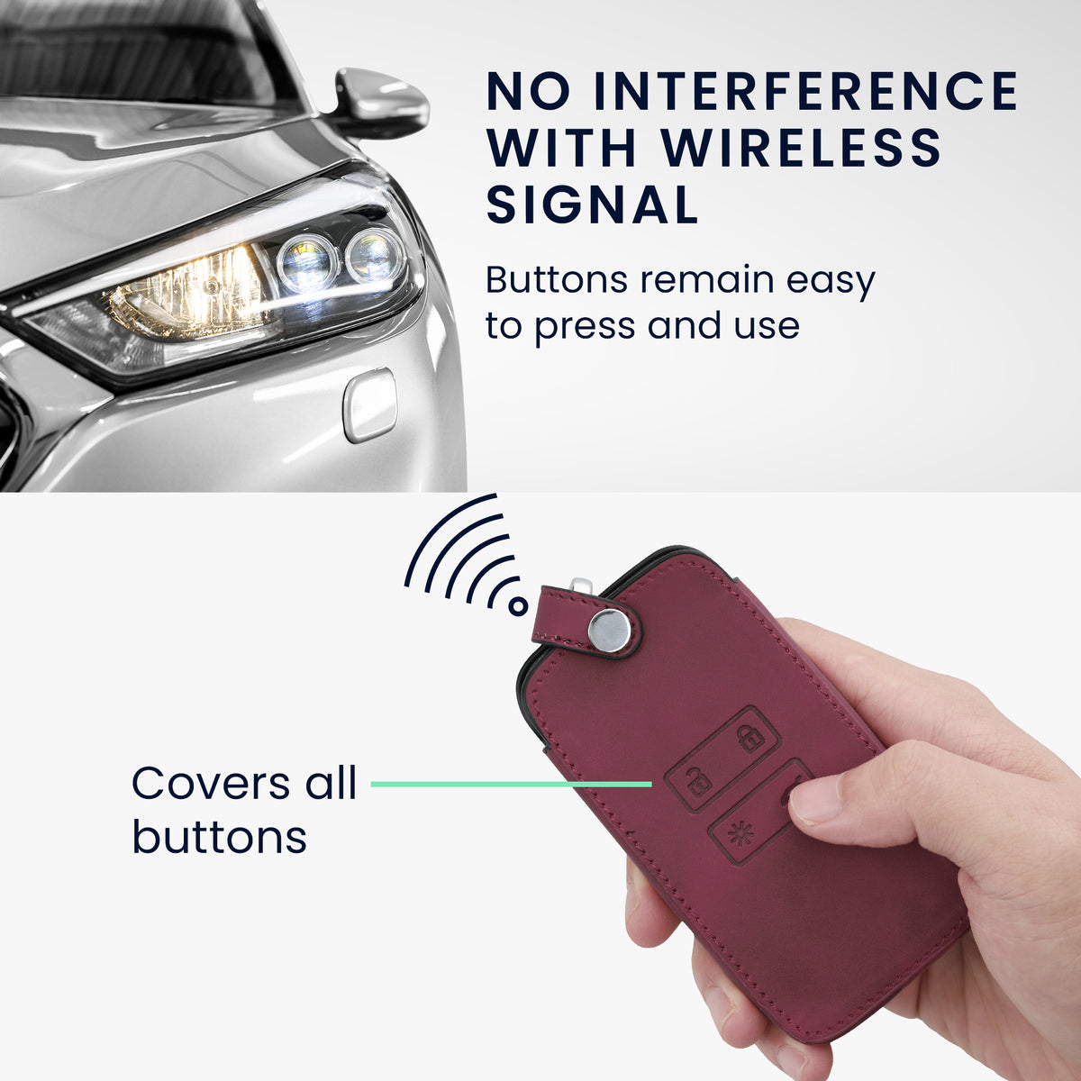 kwmobile Schlüsselhülle für Renault 4-Tasten Smartkey Autoschlüssel (nur Keyless Go) Hülle - Autoschlüssel Schlüssel Hülle aus Silikon - Schlüsselschutz Gehäuse aus Kunstleder