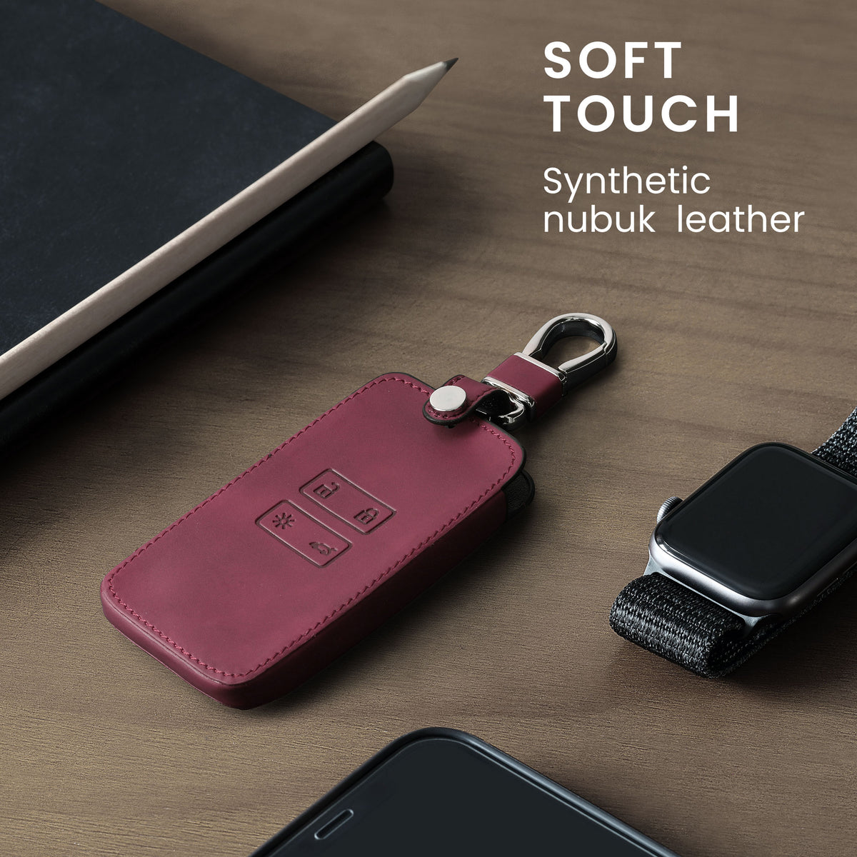 kwmobile Schlüsselhülle für Renault 4-Tasten Smartkey Autoschlüssel (nur Keyless Go) Hülle - Autoschlüssel Schlüssel Hülle aus Silikon - Schlüsselschutz Gehäuse aus Kunstleder