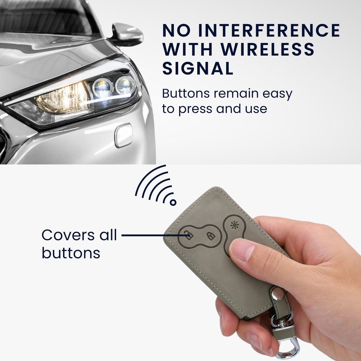 Renault 4-Tasten Autoschlüssel Karte (nur Keyless Go) Kunstleder Silikon Schlüsselhülle