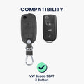 kwmobile Schlüsselhülle für VW Skoda Seat 3-Tasten Autoschlüssel Hülle - Autoschlüssel Schlüssel Hülle - Schlüsselcover aus Kunstleder