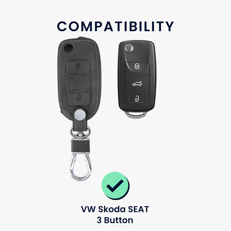 kwmobile Schlüsselhülle für VW Skoda Seat 3-Tasten Autoschlüssel Hülle - Autoschlüssel Schlüssel Hülle - Schlüsselcover aus Kunstleder