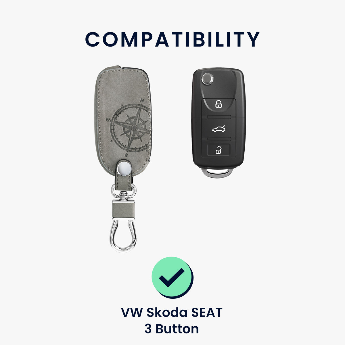 VW Skoda Seat 3-Tasten Autoschlüssel Kunstleder Silikon Schlüsselhülle