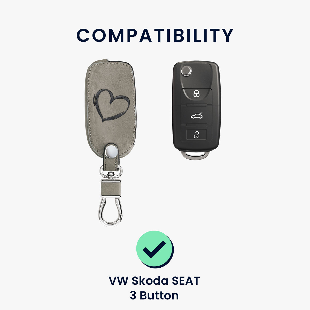 VW Skoda Seat 3-Tasten Autoschlüssel Kunstleder Silikon Schlüsselhülle