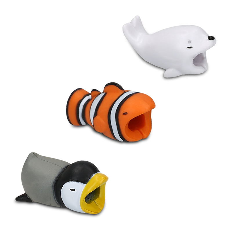 kwmobile 3x Kabelschutz Tiere kompatibel mit Apple Lightning Kabel - verschiedene Tier Motive - Charger Ladekabelschutz - Cable Protector Mehrfarbig  [dsg02]
