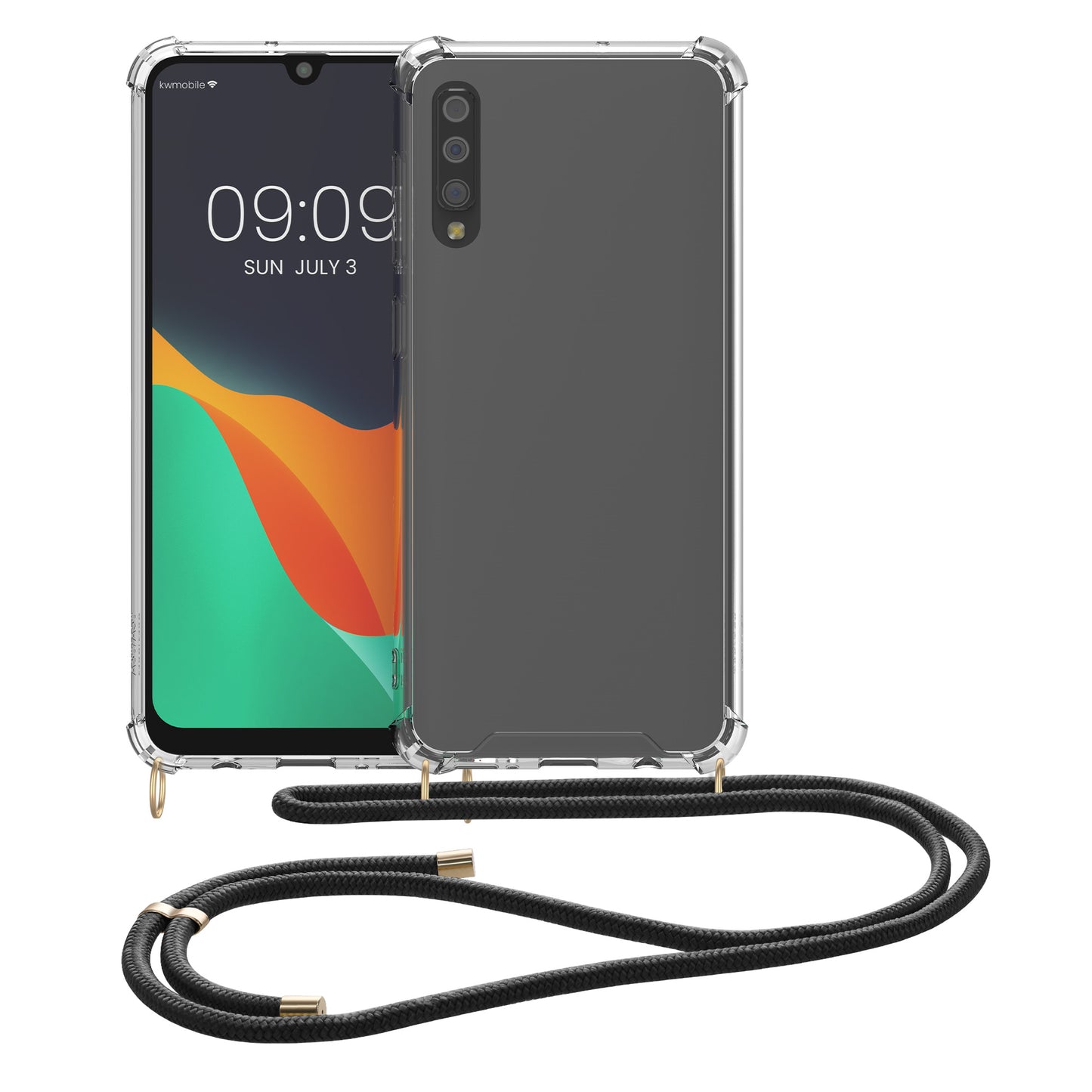 kwmobile Necklace Case kompatibel mit Samsung Galaxy A50 Hülle - Silikon Cover mit Handykette - Band Handyhülle