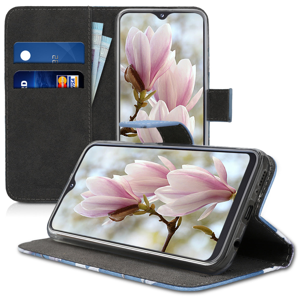 kwmobile Wallet Case kompatibel mit Samsung Galaxy A20e Hülle - Cover mit Ständer und Kartenfächern