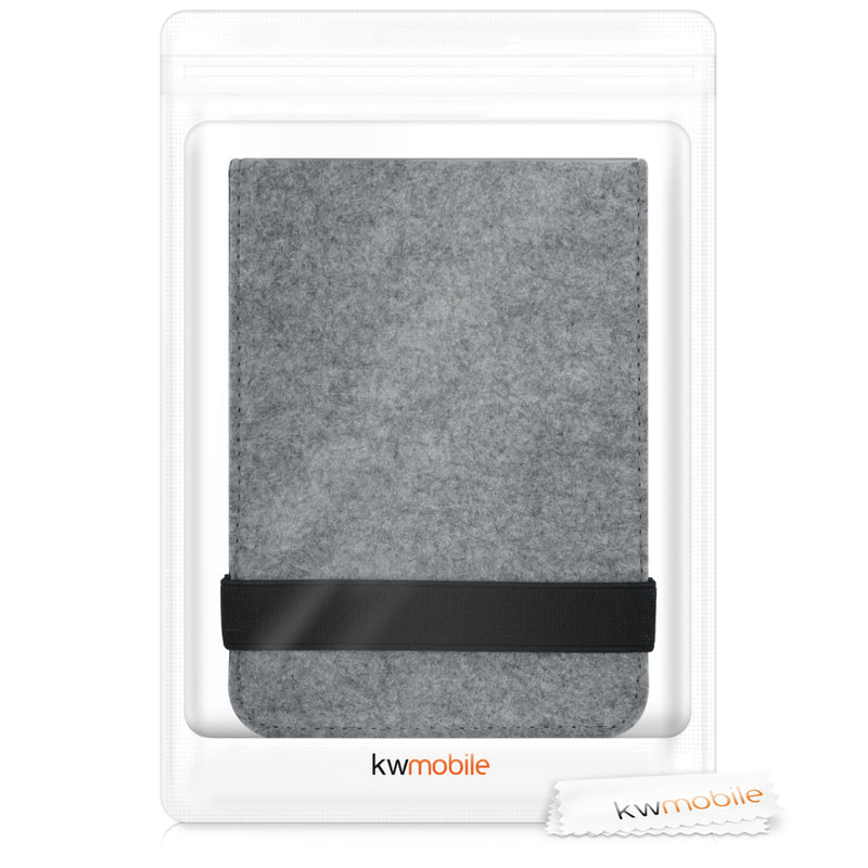 Tolino Vision 1 / 2 / 3 / 4 HD eReader Hülle mit Schlaufe und Ständer Filz Hellgrau