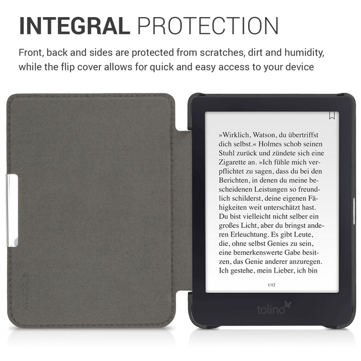 kwmobile Schutzhülle für Tolino Shine 3 Hülle - eReader Case aus Kunstleder mit Auto Sleep Funktion