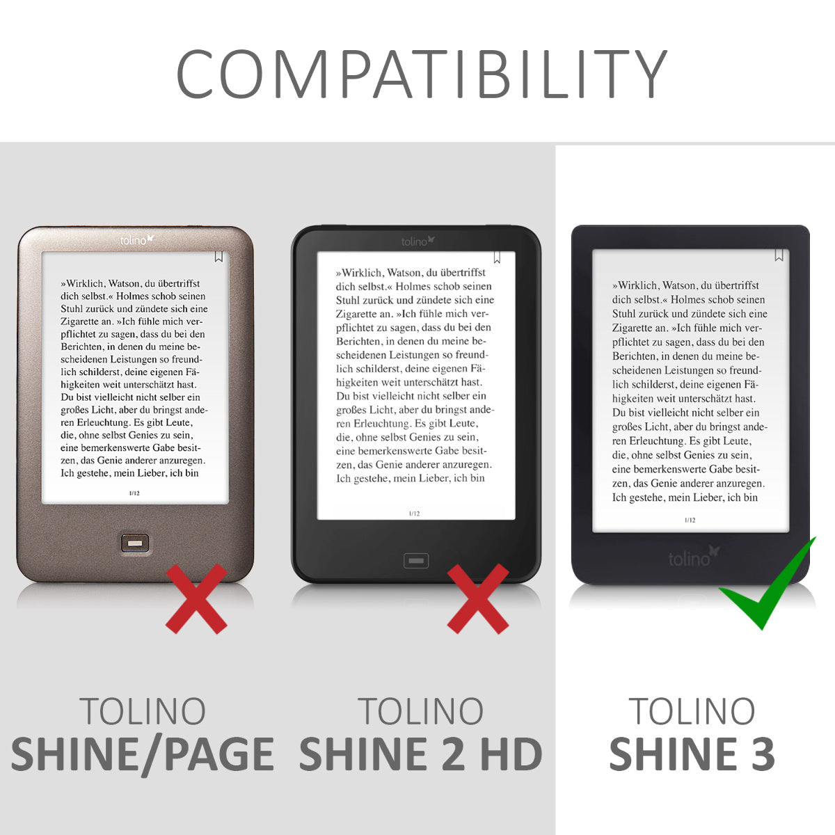 kwmobile Schutzhülle für Tolino Shine 3 Hülle - eReader Case aus Kunstleder mit Auto Sleep Funktion