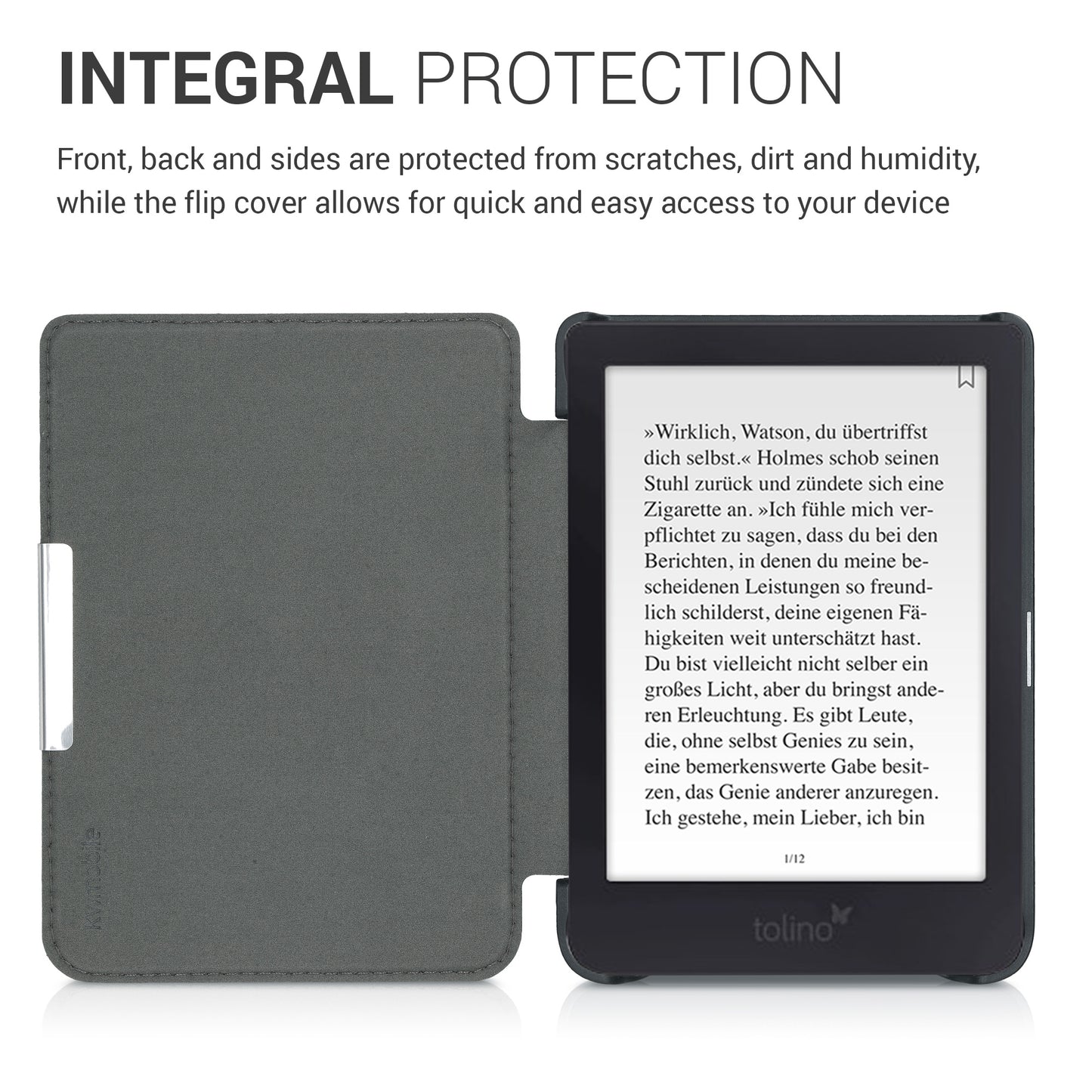 kwmobile Schutzhülle für Tolino Shine 3 Hülle - eReader Case aus Kunstleder mit Auto Sleep Funktion