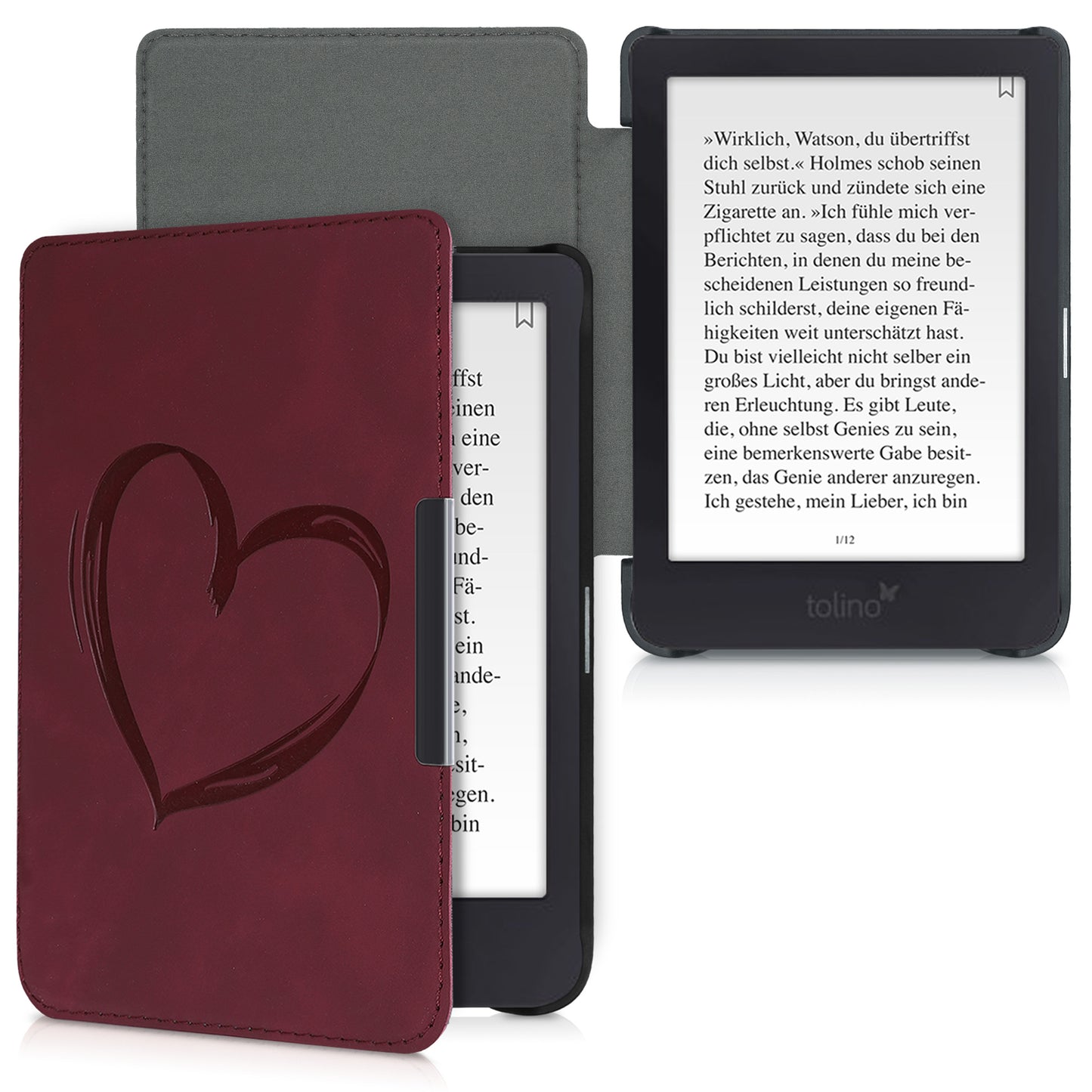 kwmobile Schutzhülle für Tolino Shine 3 Hülle - eReader Case aus Kunstleder mit Auto Sleep Funktion
