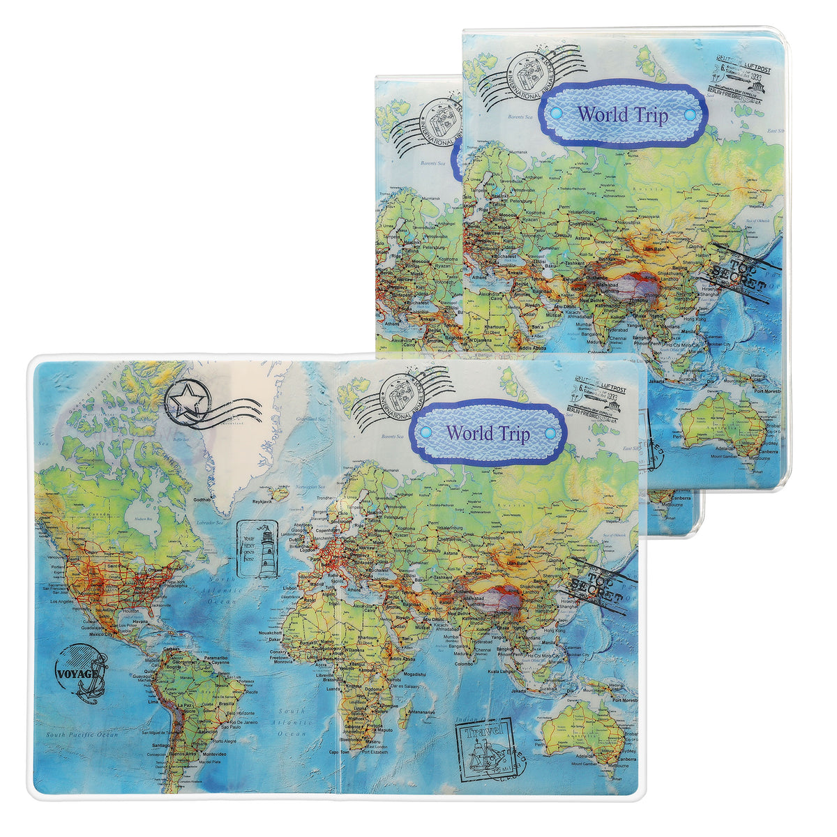 3x Reisepass Kunststoff Schutzhülle