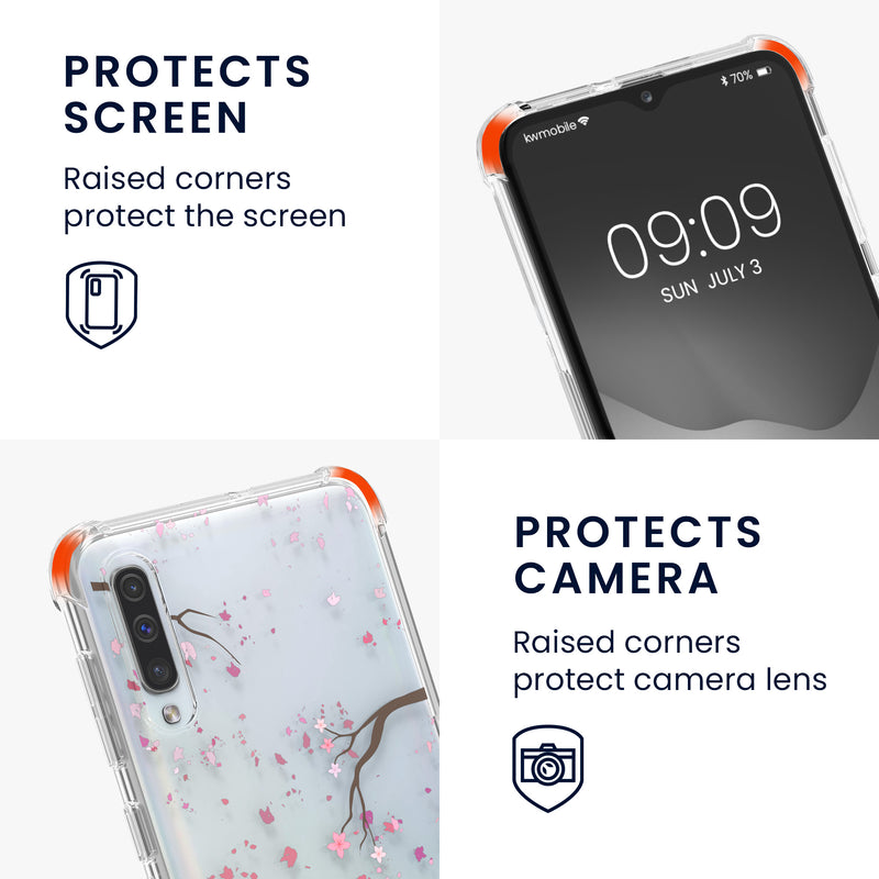 Samsung Galaxy A50 Silikon Handykette Kirschblüten Rosa