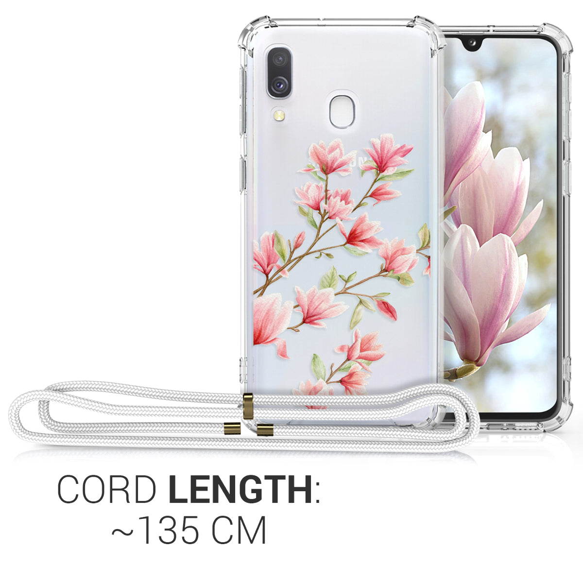 kwmobile Necklace Case kompatibel mit Samsung Galaxy A40 Hülle - Silikon Cover mit Handykette
