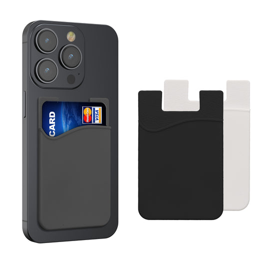 kwmobile 3x Kartenhalter Hülle für Smartphone - selbstklebend - Aufklebbare Silikon Kreditkarten Tasche Schwarz Grau Weiß - Maße 8,5x5,5cm Schwarz  [dsg01]