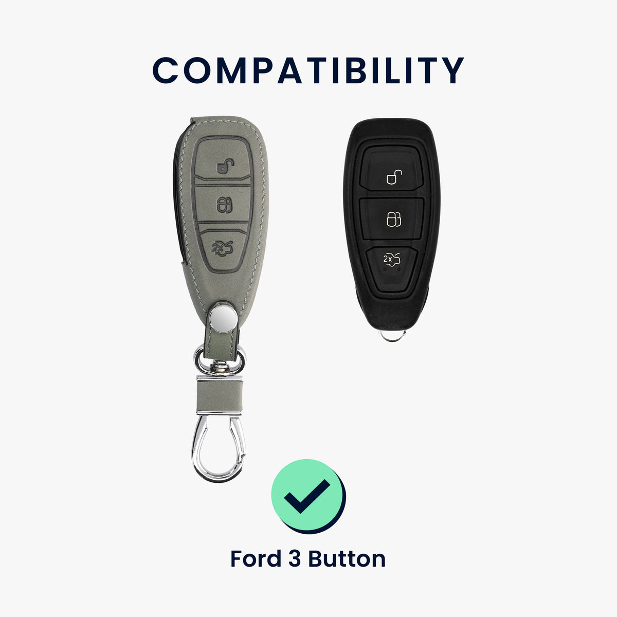 Ford 3-Tasten Autoschlüssel Keyless Go Kunstleder Silikon Schlüsselhülle