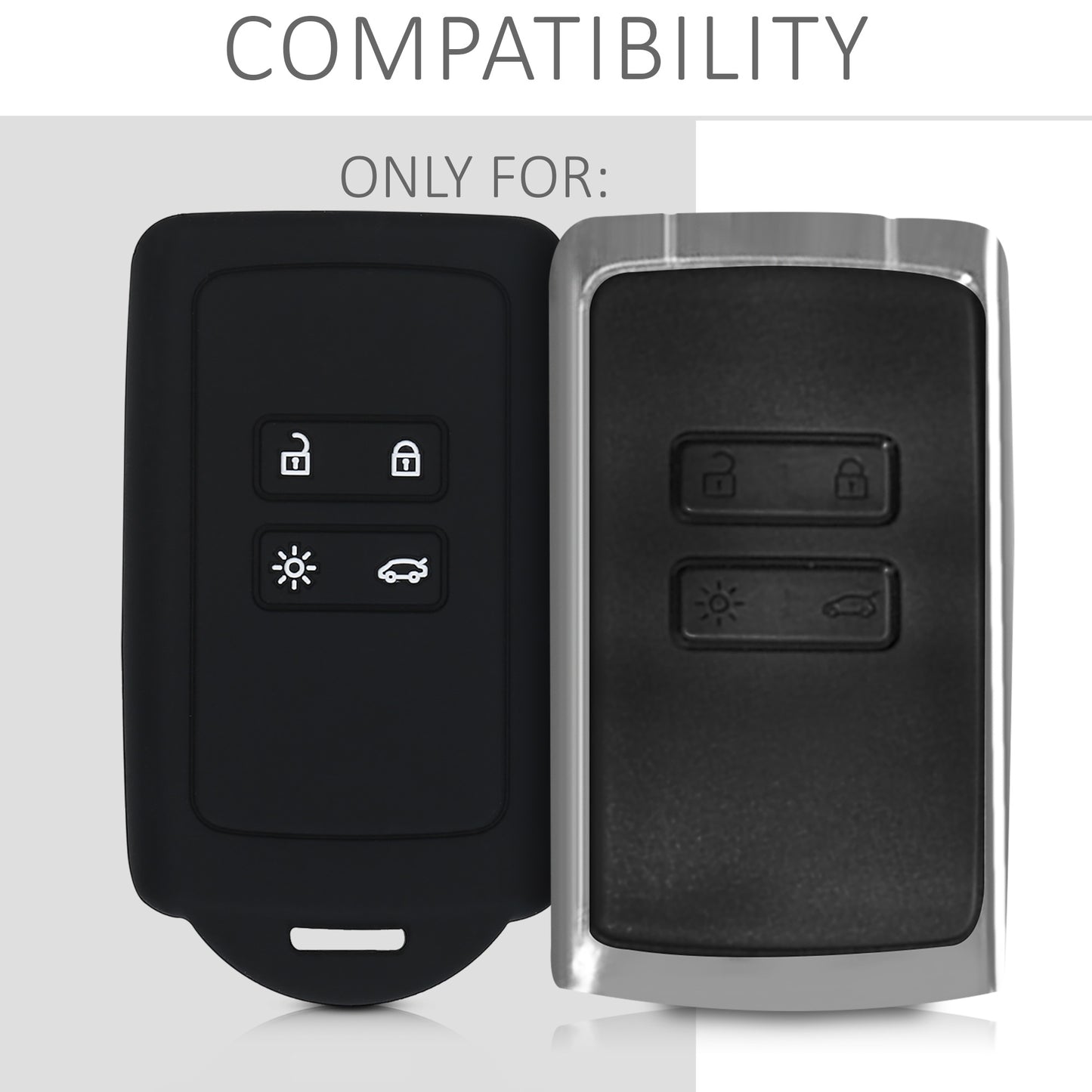 kwmobile Autoschlüssel Hülle kompatibel mit Renault 4-Tasten Smartkey Autoschlüssel (nur Keyless Go) - Schutzhülle Cover