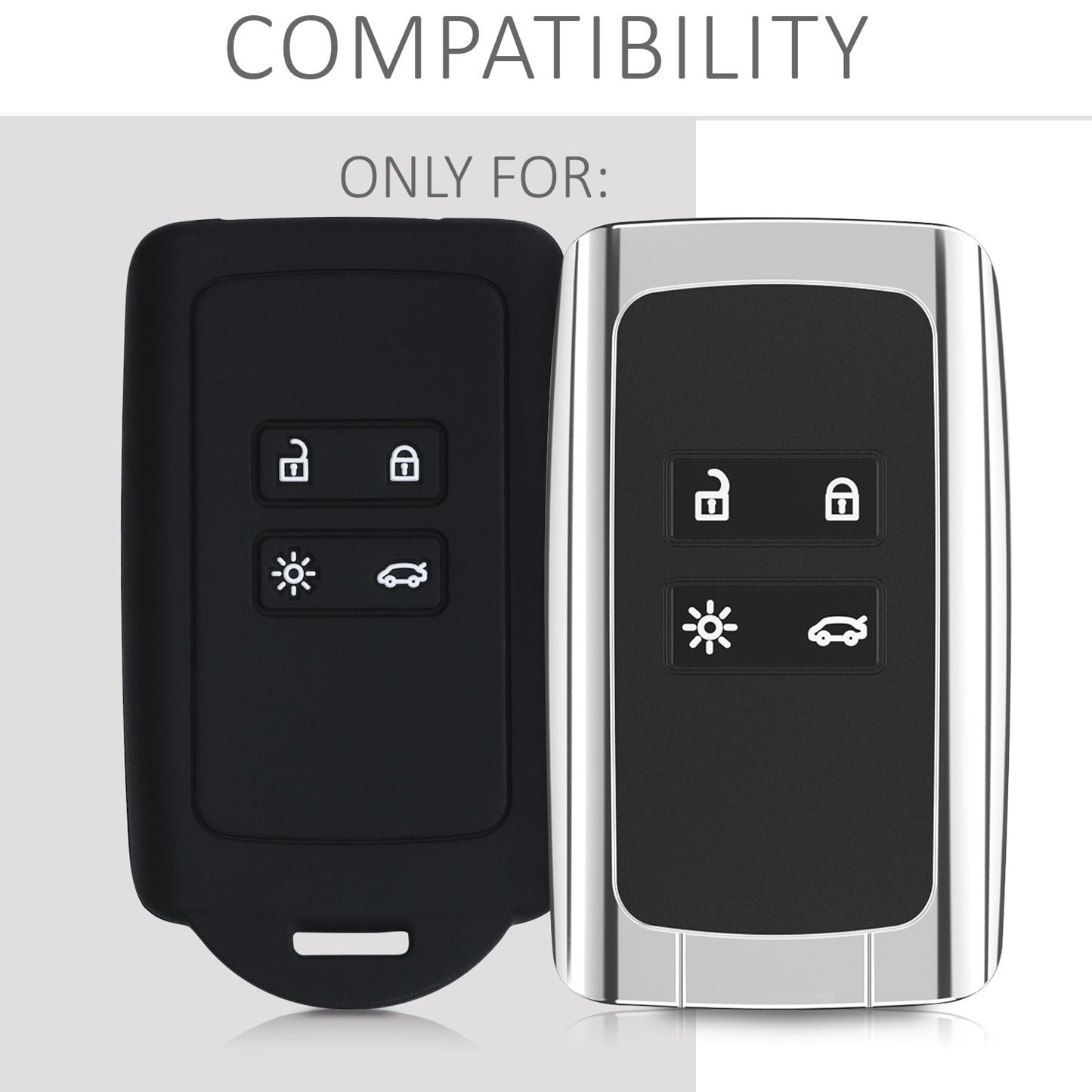 kwmobile Autoschlüssel Hülle kompatibel mit Renault 4-Tasten Smartkey Autoschlüssel (nur Keyless Go) - Schutzhülle Cover