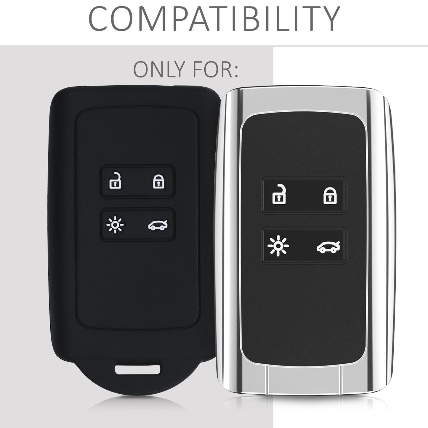 kwmobile Autoschlüssel Hülle kompatibel mit Renault 4-Tasten Smartkey Autoschlüssel (nur Keyless Go) - Schutzhülle Cover