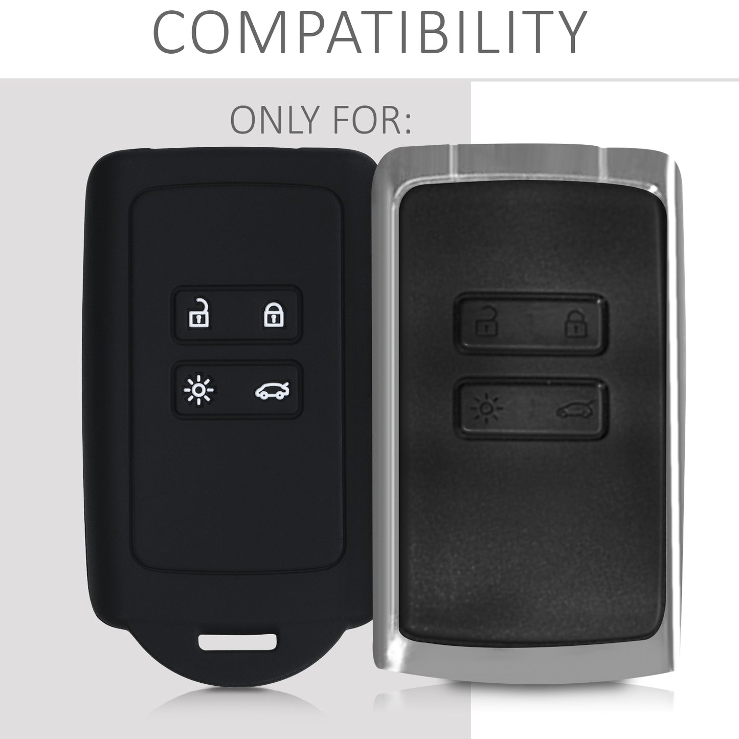 kwmobile Autoschlüssel Hülle kompatibel mit Renault 4-Tasten Smartkey Autoschlüssel (nur Keyless Go) - Schutzhülle Cover