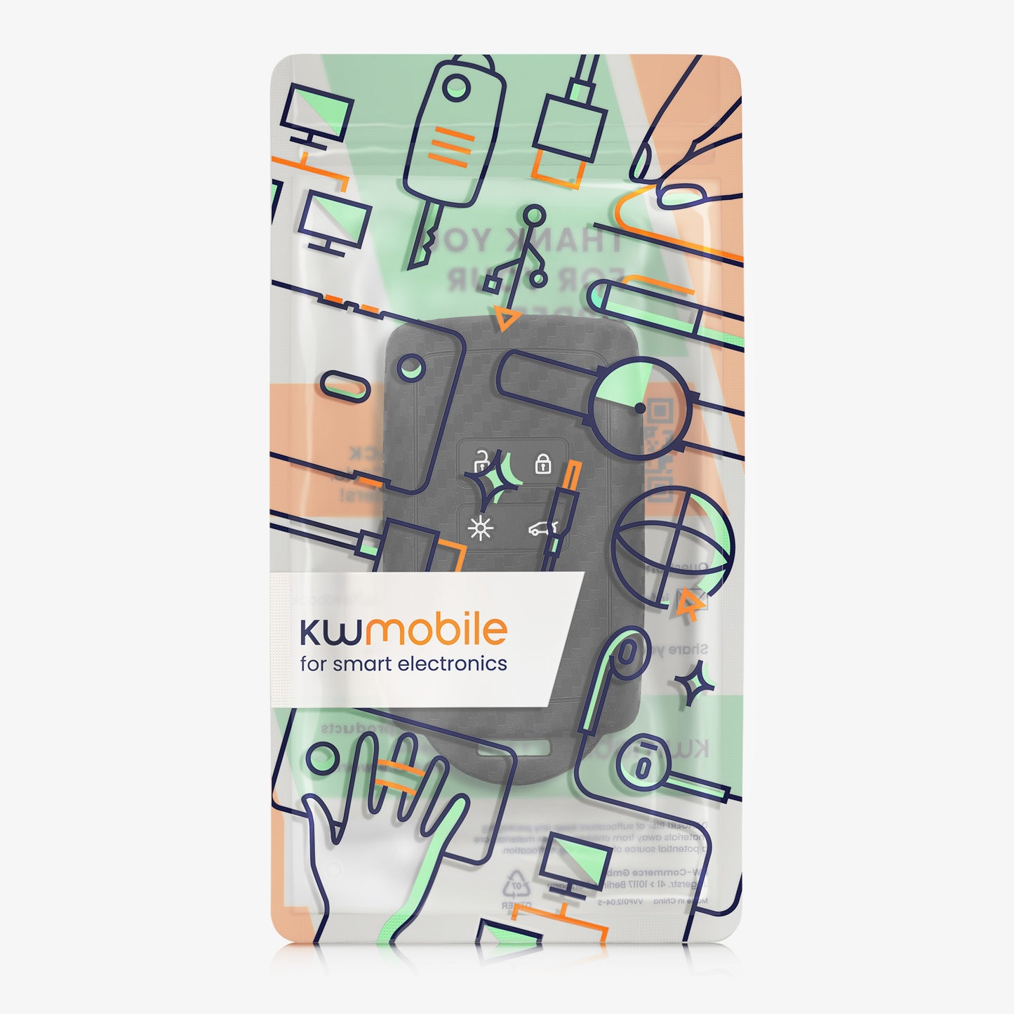 kwmobile Autoschlüssel Hülle kompatibel mit Renault 4-Tasten Smartkey Autoschlüssel (nur Keyless Go) - Schutzhülle Cover