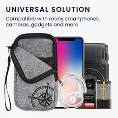 Handytasche für Smartphones 16,5 x 8,9 cm Handy Filztasche