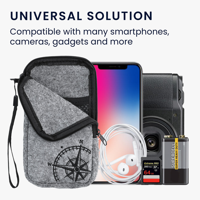 Handytasche für Smartphones 16,5 x 8,9 cm Handy Filztasche
