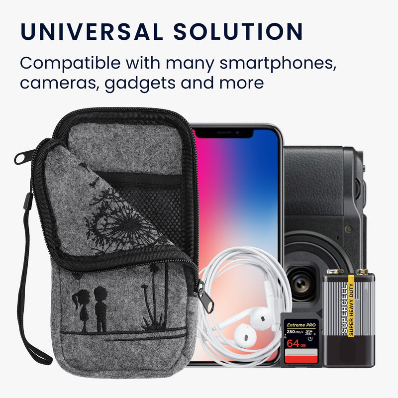 Handytasche für Smartphones 16,5 x 8,9 cm Handy Filztasche