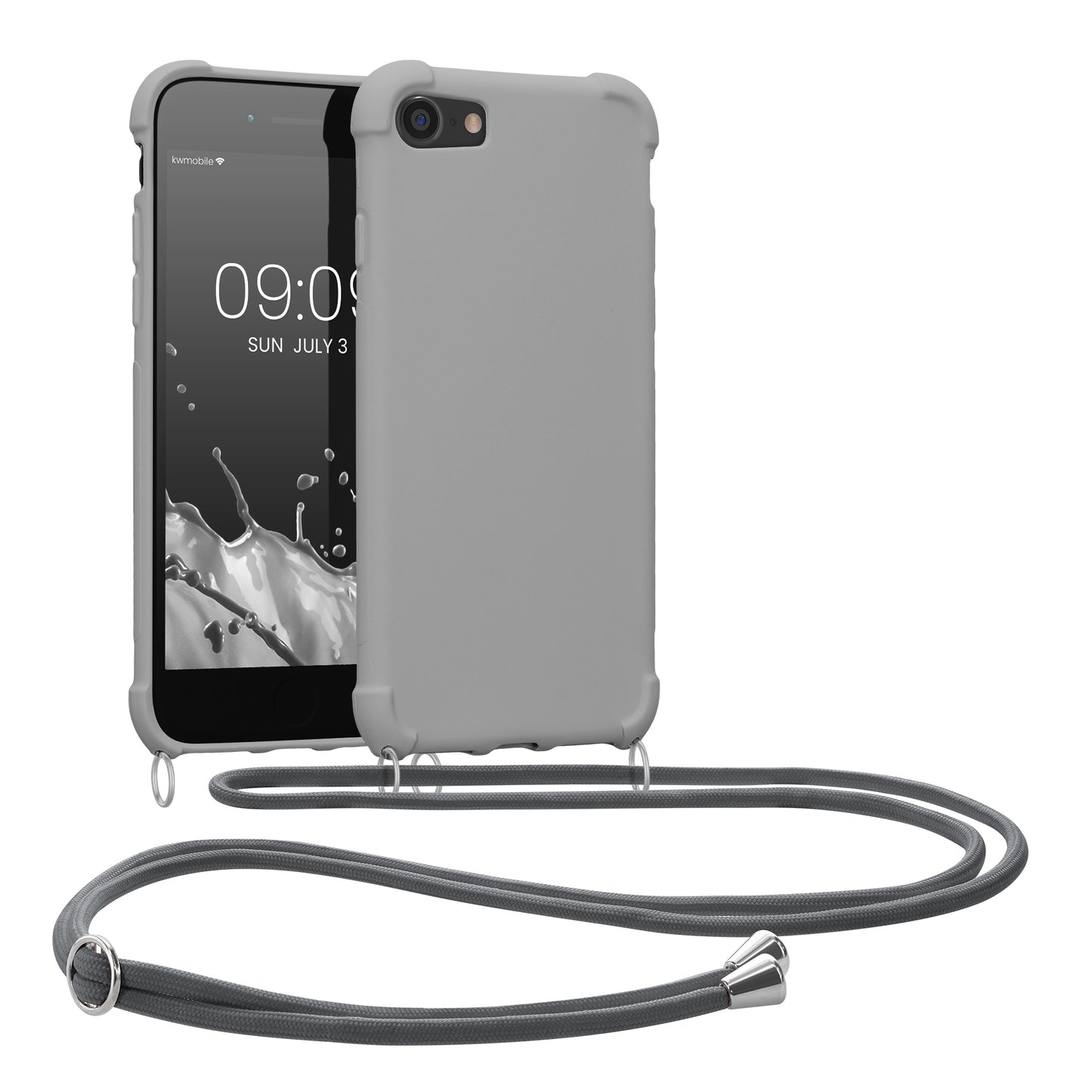 kwmobile Necklace Case kompatibel mit Apple iPhone SE (2022) / iPhone SE (2020) / iPhone 8 / iPhone 7 Hülle - Cover mit Kordel zum Umhängen - Silikon Schutzhülle Taupe Taupe  
