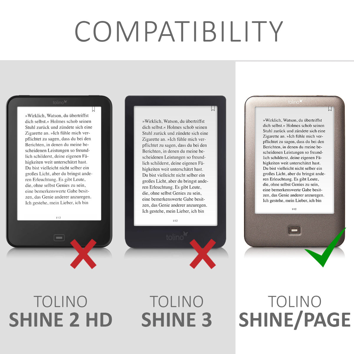 Tolino Shine (2013) Hülle mit Schlaufe und Ständer